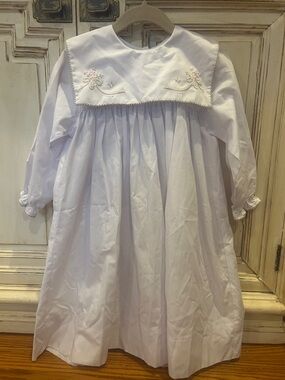 Embroidered Girls' Formal Dress with Sailor Yoke